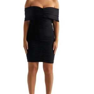 Naked Wardrobe Rouches Black Strapless Dress